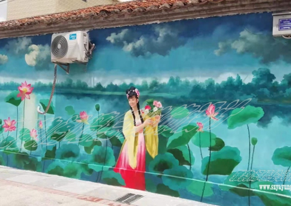 文旅食街文化墻3D墻繪網(wǎng)紅打卡地手繪壁畫——2021年5月東莞橋頭《上荷坊。文創(chuàng)食街》墻體彩繪壁畫（七）